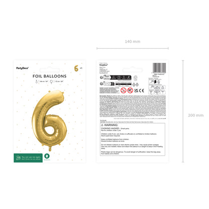 1 Ballon XL - Cijfer 6 - Goud