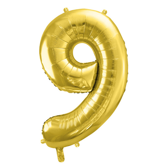 1 Ballon XL - Chiffre 9 - Or