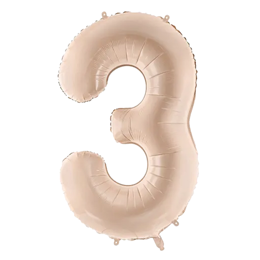 1 ballon XL - Chiffre 3 - Beige foncé