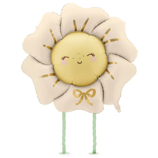 1 Lopende Ballon XXL - Bloem - Lichtbeige