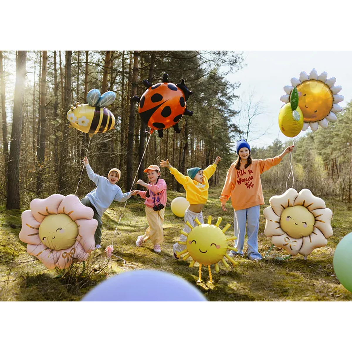 1 Lopende Ballon XXL - Bloem - Lichtbeige