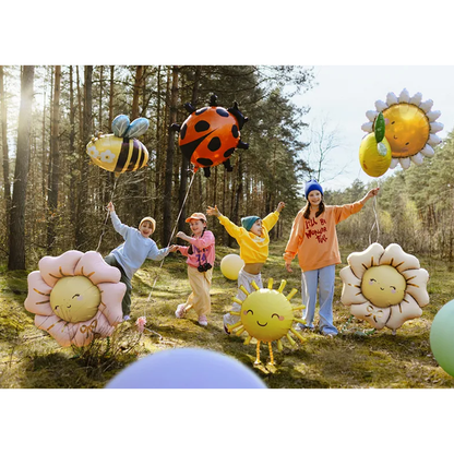 1 Lopende Ballon XXL - Bloem - Lichtbeige