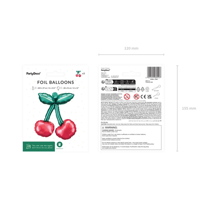 3 ballons en aluminium pour guirlandes - Cerises