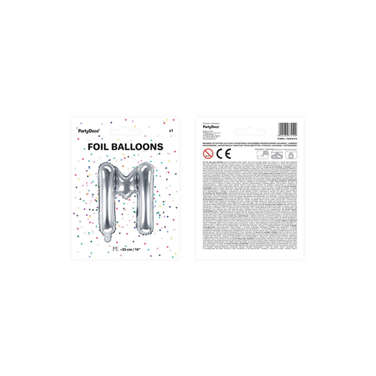 1 Ballon XS - Letter M - Zilver