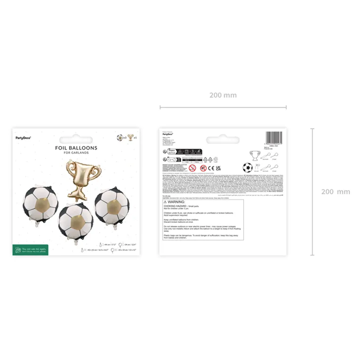 4 ballons en aluminium pour guirlandes - football et trophée