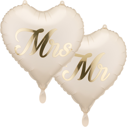 2 Ballons - MR et MRS - Crème