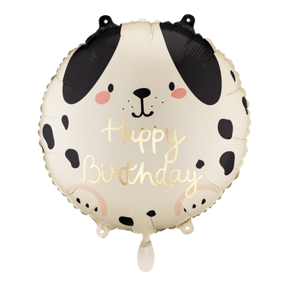 1 ballon - Happy Birthday Puppy - Crème
