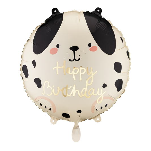 1 Ballon - Happy Birthday Puppy - Crème