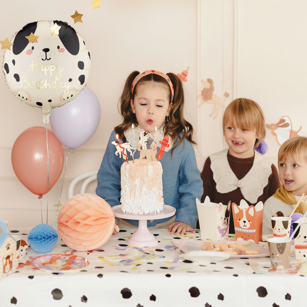 1 ballon - Happy Birthday Puppy - Crème
