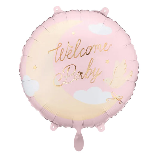 1 Ballon - Welcome Baby - Lichtroze