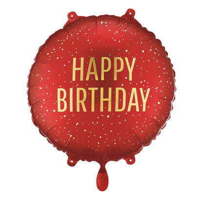 1 ballon - Happy Birthday - Donkerrood