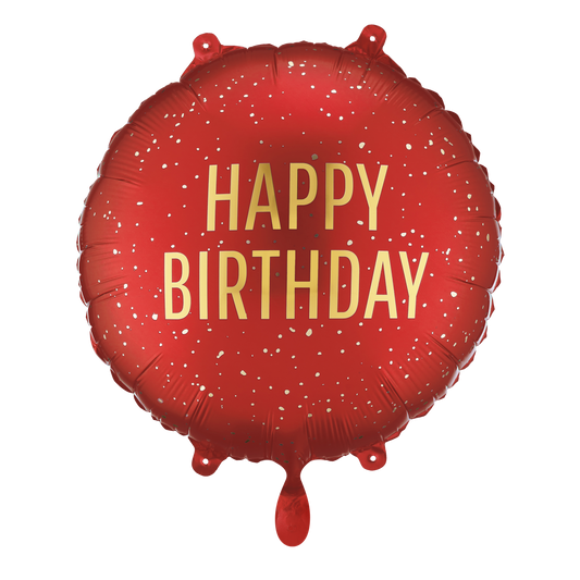 1 ballon - Happy Birthday - Donkerrood