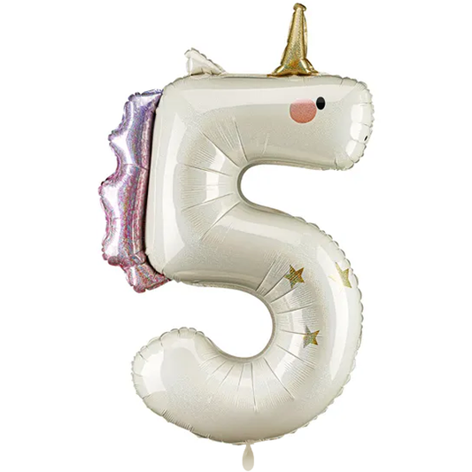 1 Ballon XXL - Chiffre 5 - Licorne