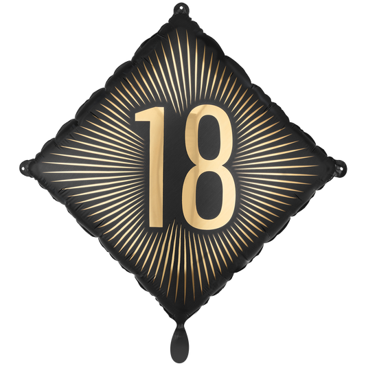 1 Ballon - Zwart - Goud Verjaardag 18