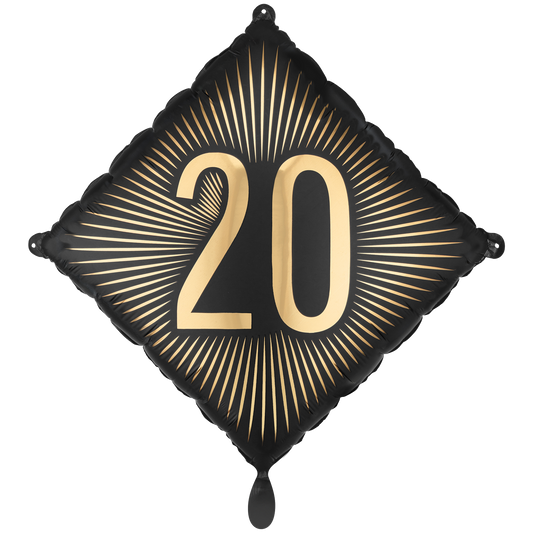 1 Ballon - Zwart - Goud Verjaardag 20