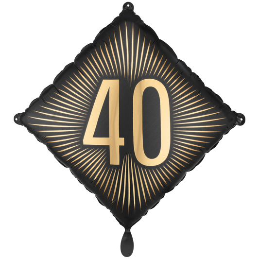 1 ballon - zwart - goud Verjaardag 40