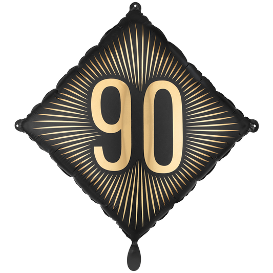 1 ballon - zwart - goud Verjaardag 90