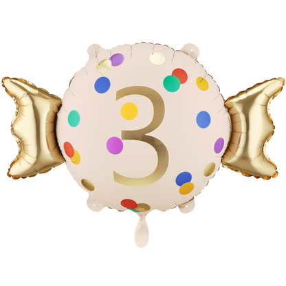 1 ballon - chiffre 3 - bonbon