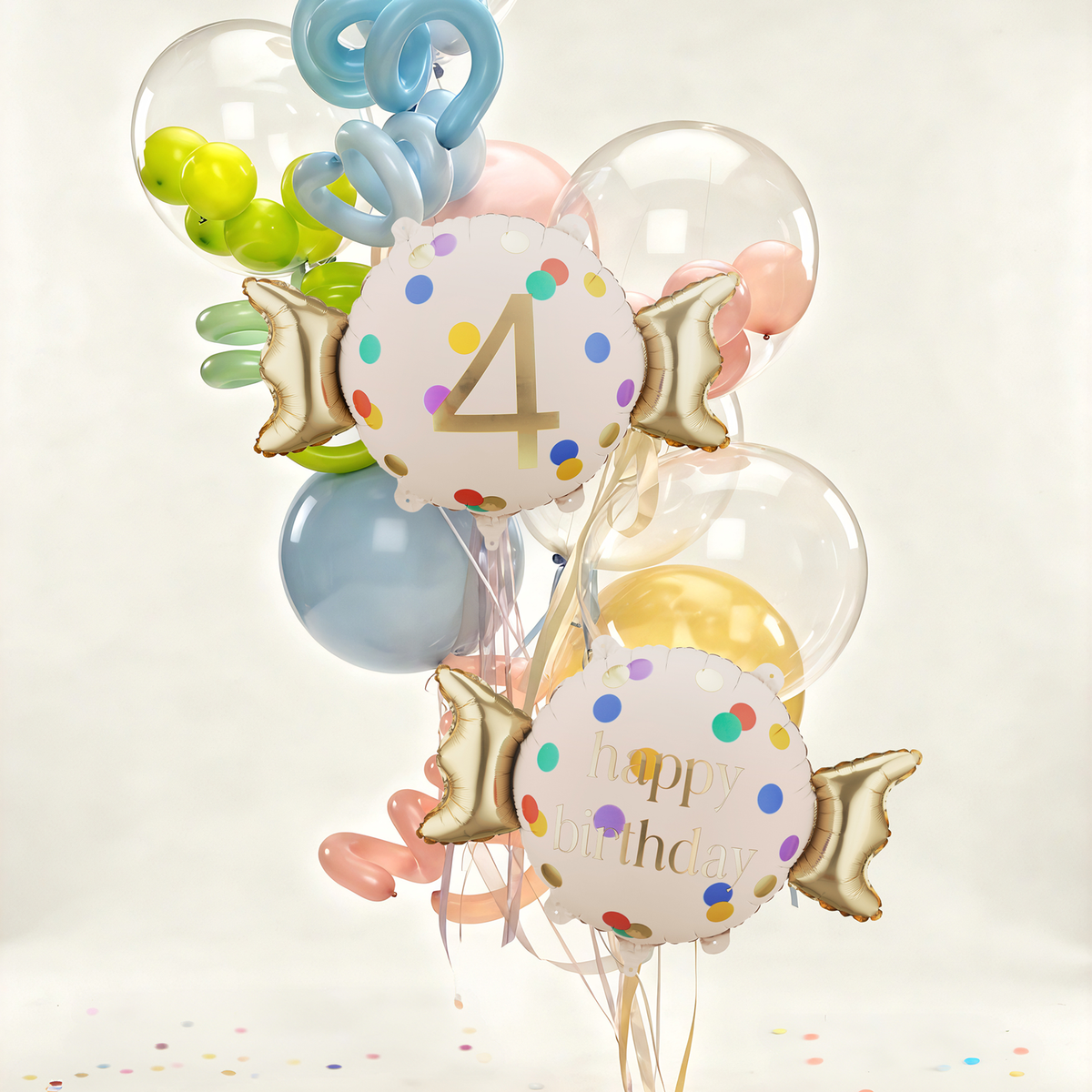 1 ballon - chiffre 4 - bonbon