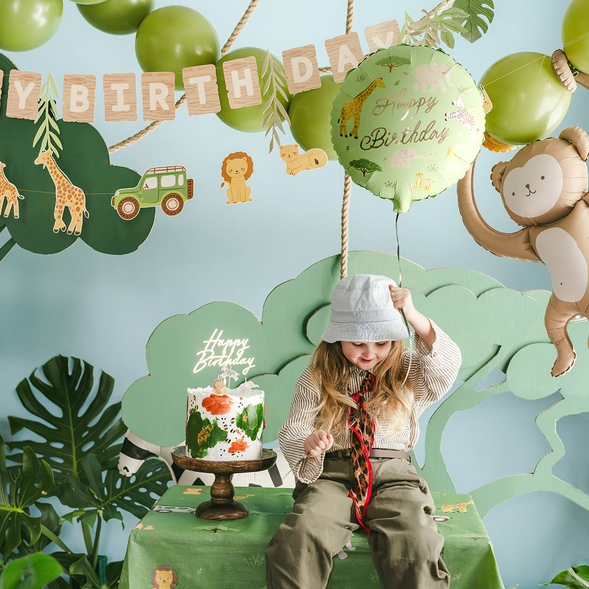 1 ballon - Joyeux Anniversaire - Safari