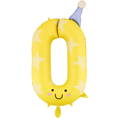 1 Ballon XXL - Cijfer 0 - Geel