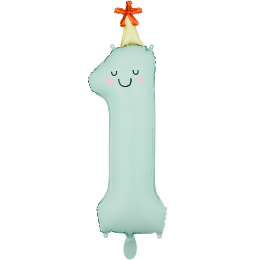 1 Ballon XXL - Cijfer 1 - Mint