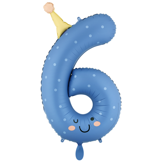 1 Ballon XXL - Cijfer 6 - Blauw