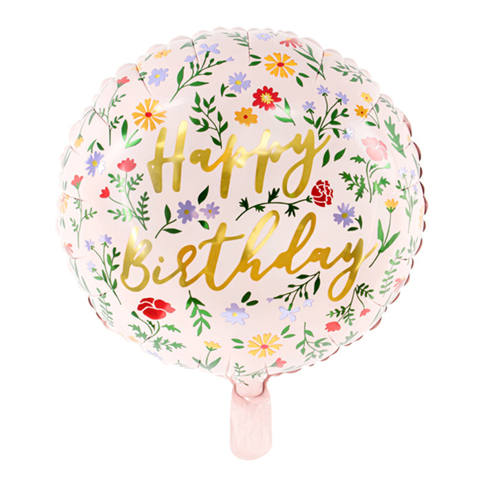 1 Ballon - Fleurs Joyeux Anniversaire