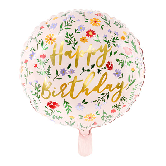 1 Ballon - Fleurs Joyeux Anniversaire