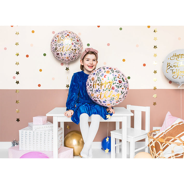 1 Ballon - Fleurs Joyeux Anniversaire