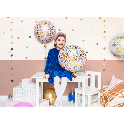 1 Ballon - Fleurs Joyeux Anniversaire