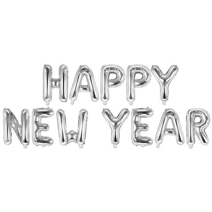 1 ballon - opschrift - Happy New Year - zilver
