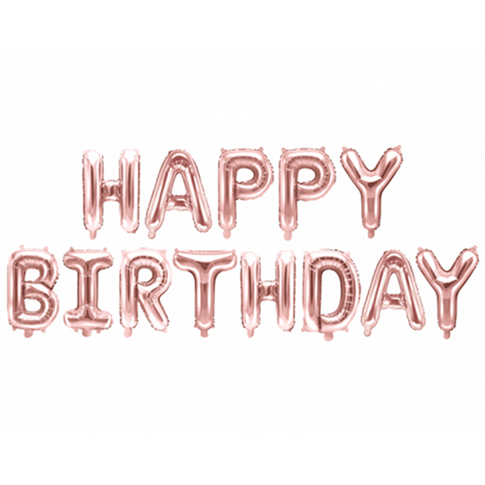 1 ballon - inscription - Happy Birthday - or rose