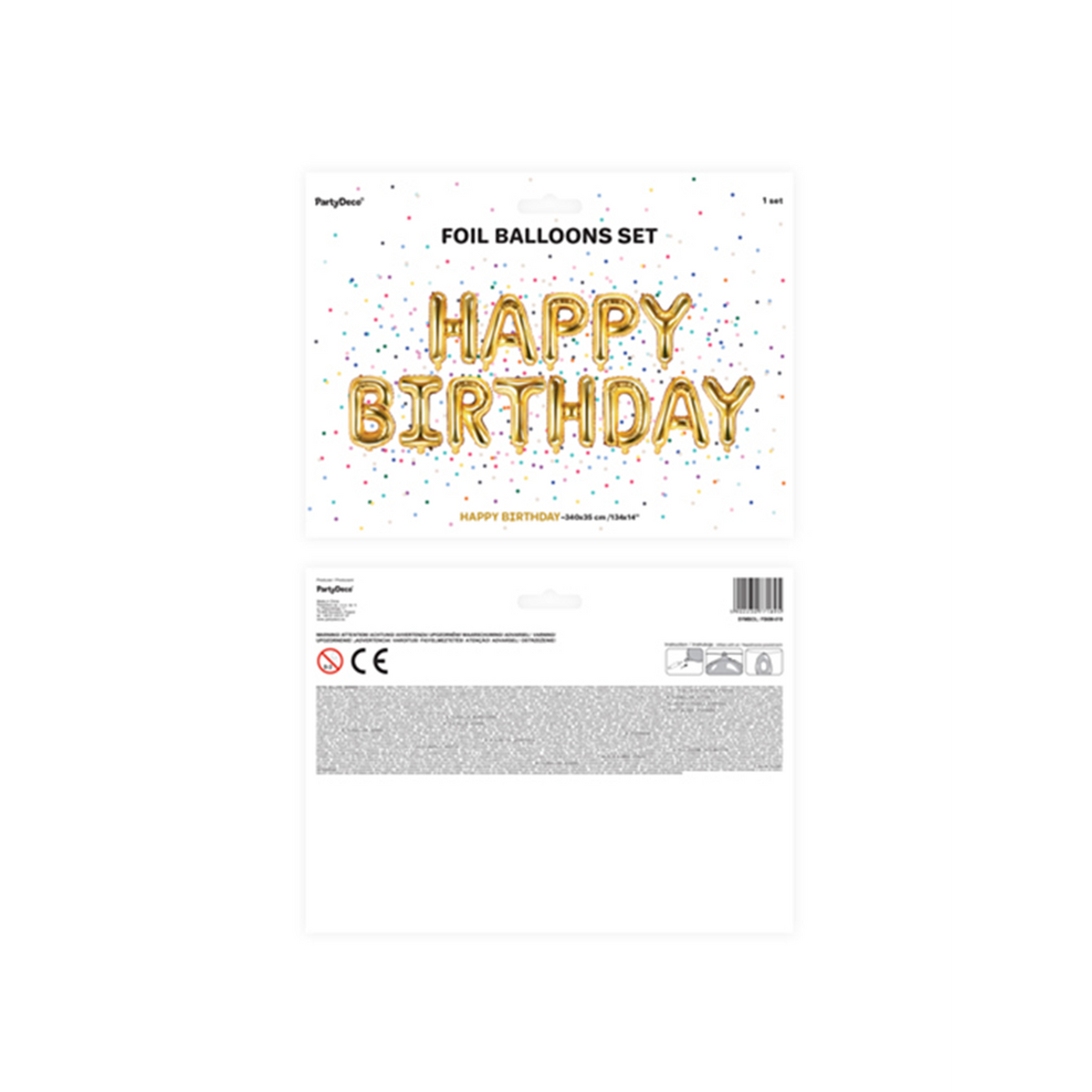 1 Ballon - Inscription - Happy Birthday - Doré
