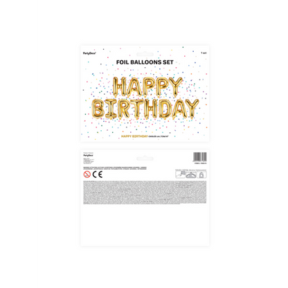 1 Ballon - Inscription - Happy Birthday - Doré