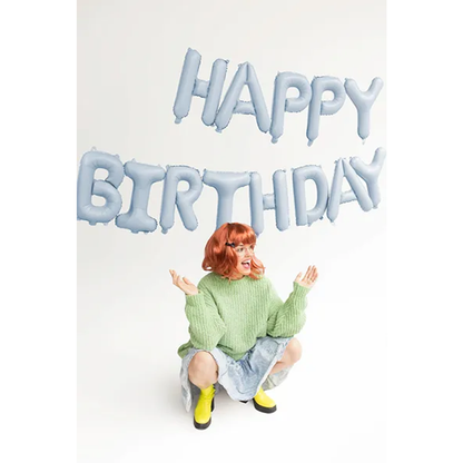 1 Ballon - Inscription - Joyeux Anniversaire - Bleu clair