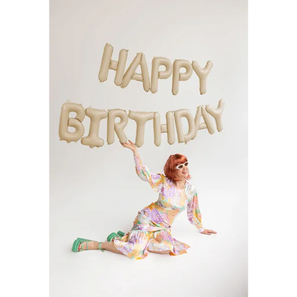 1 Ballon - Inscription - Happy Birthday - Beige
