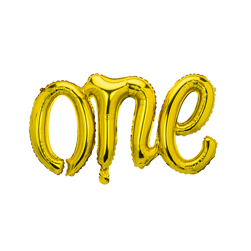 1 ballon - Tekst - one - Goud