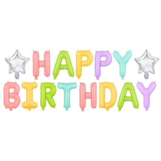 1 ballon - Inscription - Joyeux Anniversaire - Multicolore