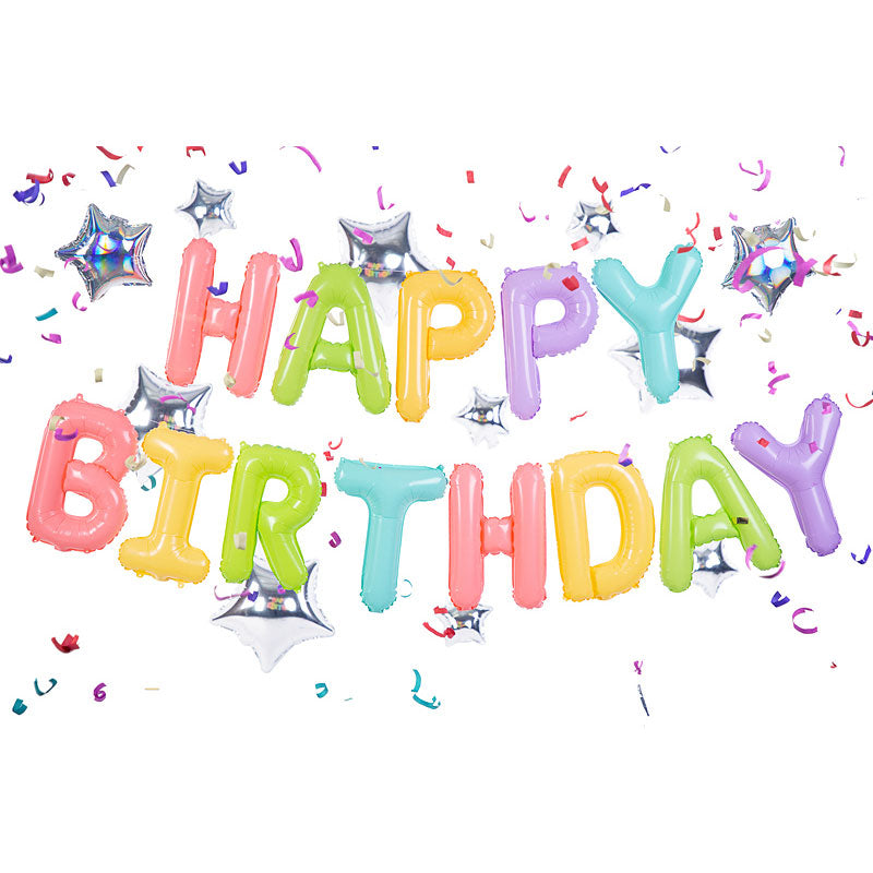1 ballon - Inscription - Joyeux Anniversaire - Multicolore