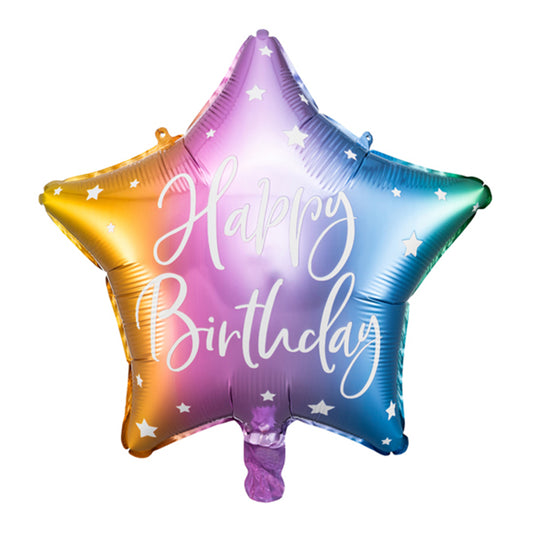 1 ballon - Happy Birthday Star - Arc-en-ciel