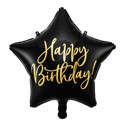 1 Ballon - Joyeux Anniversaire Étoile - Noir