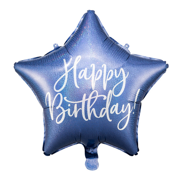 1 Ballon - Happy Birthday Ster - Marineblauw