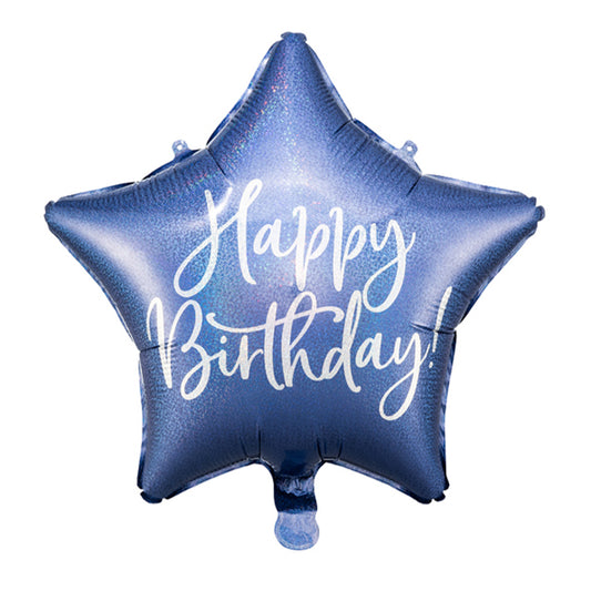 1 Ballon - Happy Birthday Étoile - Bleu Marine
