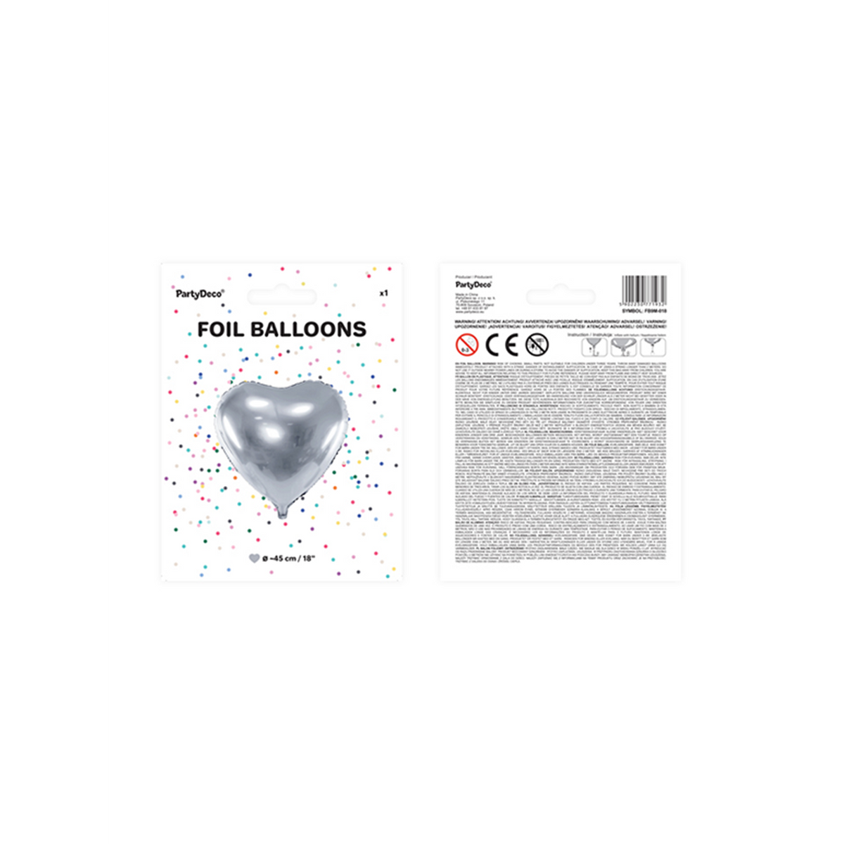 1 Ballon - hart - zilver