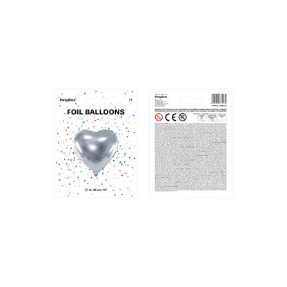 1 Ballon - hart - zilver