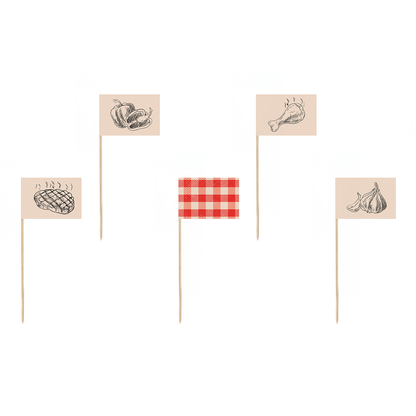 12 pics décoratifs pour barbecue avec petits drapeaux