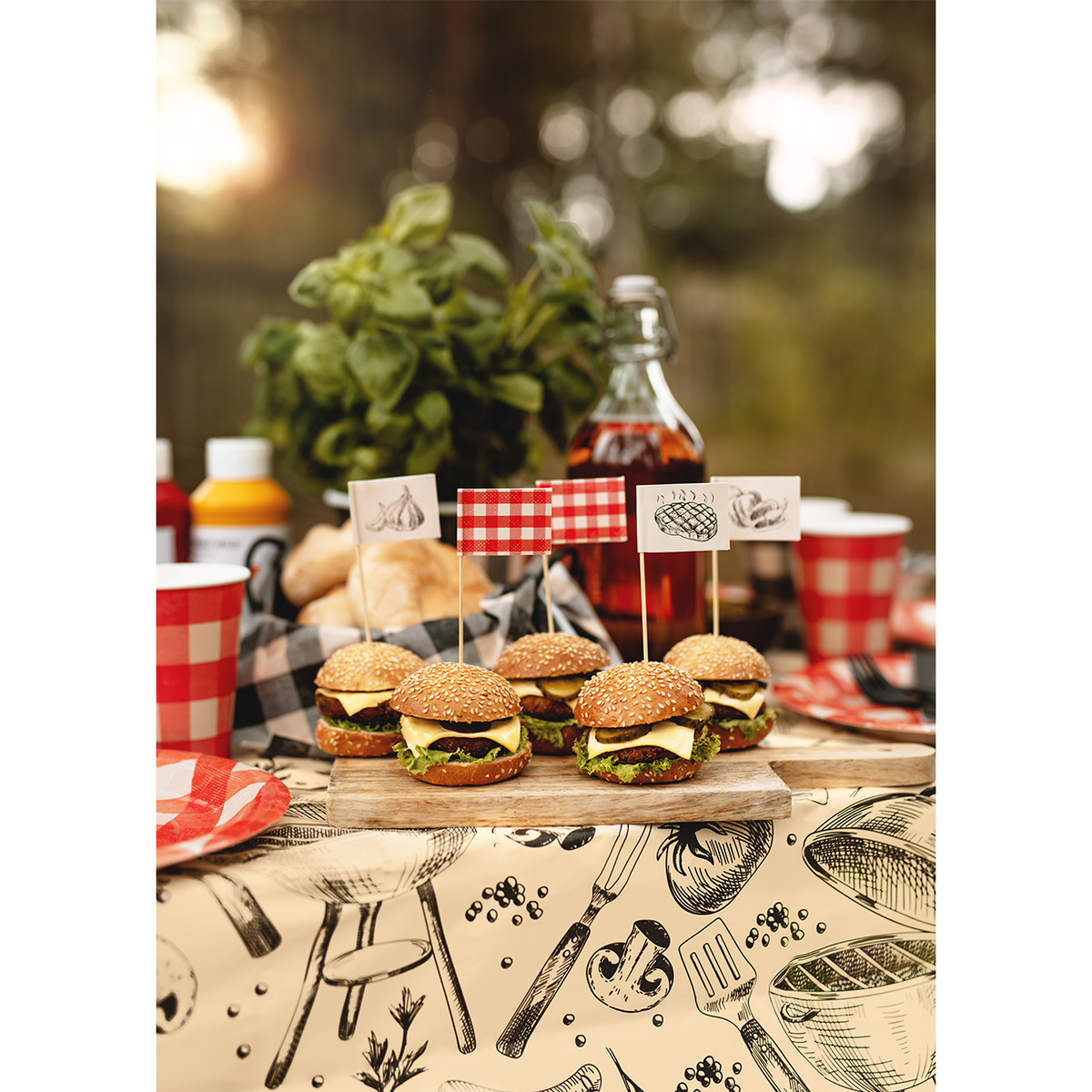 12 pics décoratifs pour barbecue avec petits drapeaux