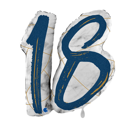 1 Ballon XL - Marble Mate Chiffres 18 Bleu