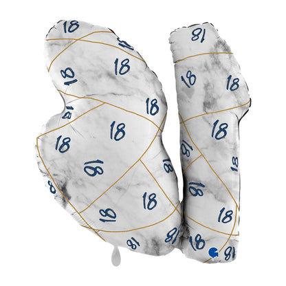 1 Ballon XL - Marble Mate Chiffres 18 Bleu